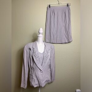 DJ Simmons Woman's Skirt Suit Light Purple USA Size 12 Pull on Elastic Waist VTG